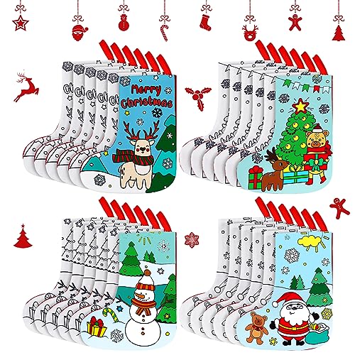 DIY Christmas Stocking Craft Kit with Santa Claus Design - 24 Pieces