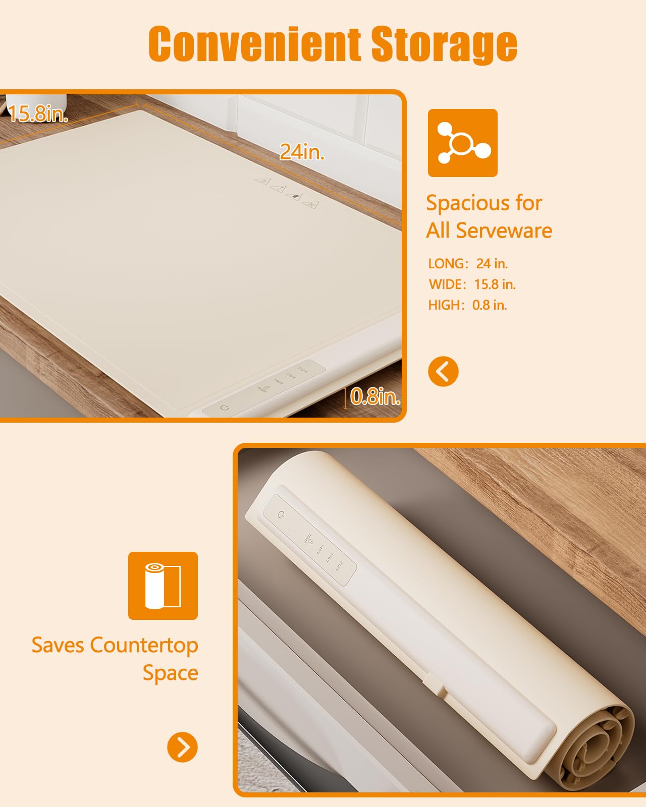 FULSUNT Warming Mat for Food, Rapid Heating Electric Warming Tray with 3 Temperature Settings, Portable Nano Silicone Food Warmers for Parties, Buffets, Gatherings, Kitchen Warming Mat for Countertop