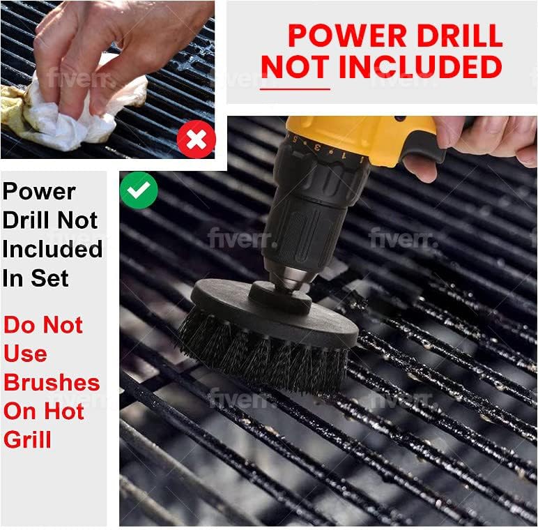 Power Grill Brush | 5-Piece BBQ Cleaning Kit - Nylon Safe Bristles, Wire-Free Design for All Grill Types