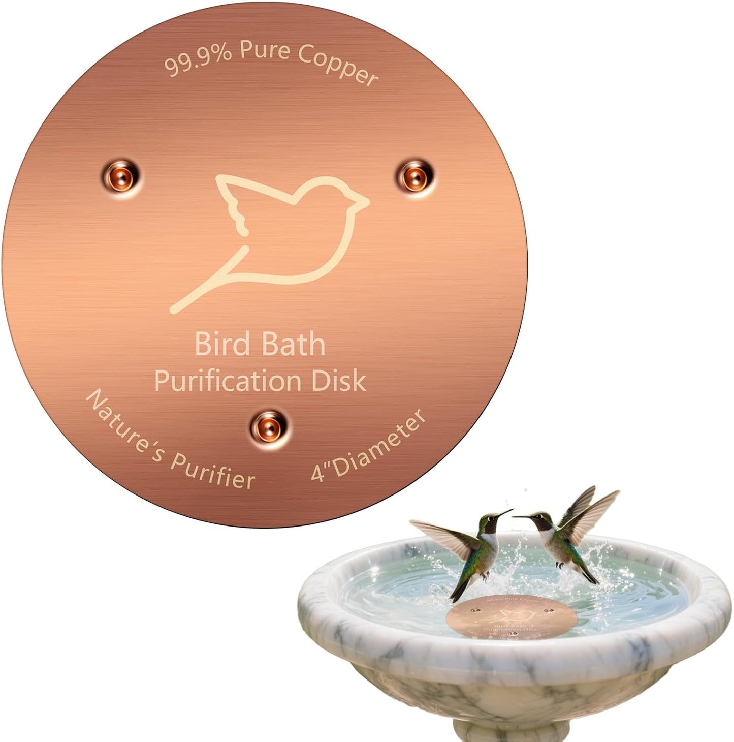 Skiennix Bird Bath Copper Disk - 1mm Thick Reinforced 99.99% Pure Copper | Durable Outdoor Accessory