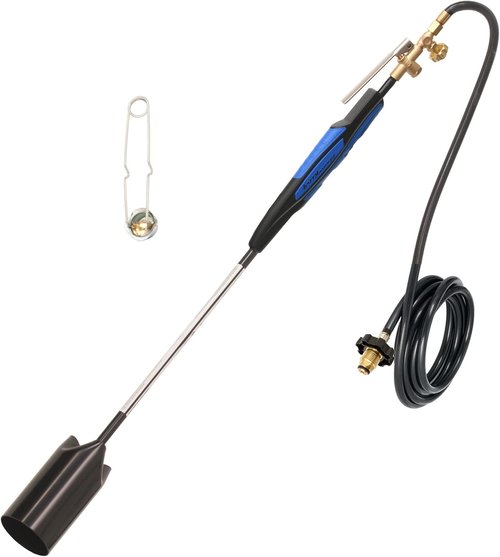 Flame King Propane Torch Kit - Heavy Duty Weed Burner with 500,000 BTU & 10-ft Hose Regulator