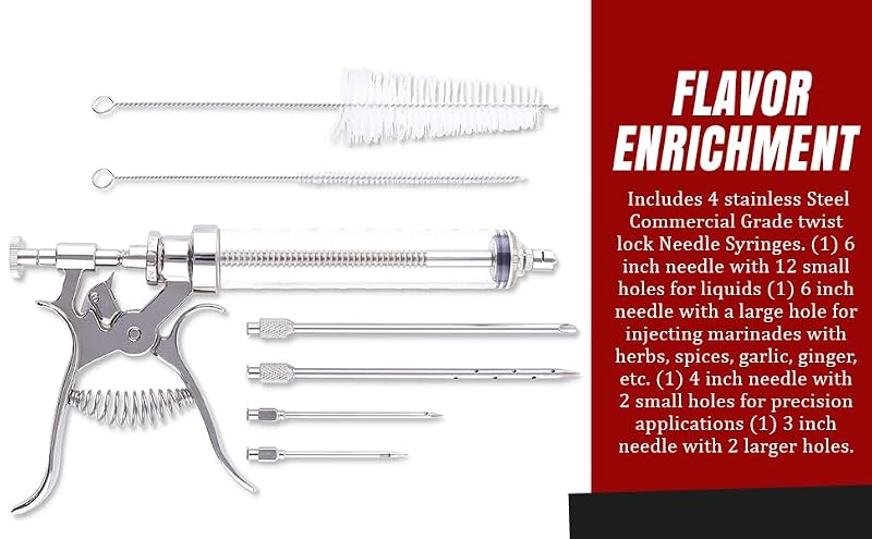 Automatic BBQ Meat Marinade Injector Kit with 4 Needles & Case - 2 oz Capacity