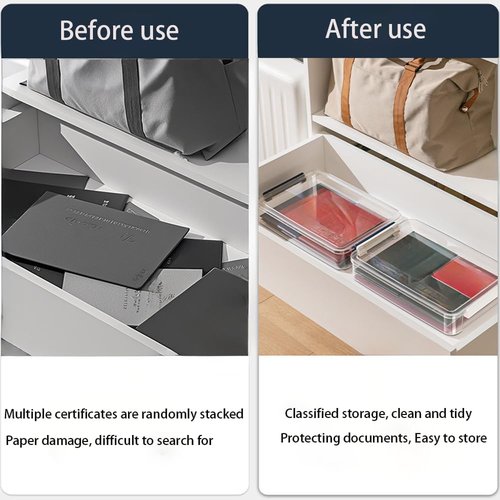 Clear Portable Project Case by [Brand Name] - Stackable Storage Boxes for A4 Files & Art Supplies | Large Size with Blue Latch