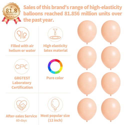110pcs Pastel Orange Balloon 12 Inch, Pastel Orange Latex Balloons for Birthday Party Baby Shower Wedding(with 2 Ribbons).