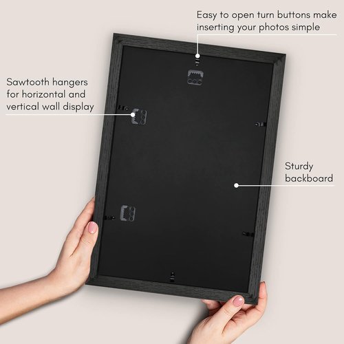 Americanflat 12x18 Poster Frame - Shatter-Resistant Glass for 11x17 or 12x18 Photos - Hudson Collection - Black