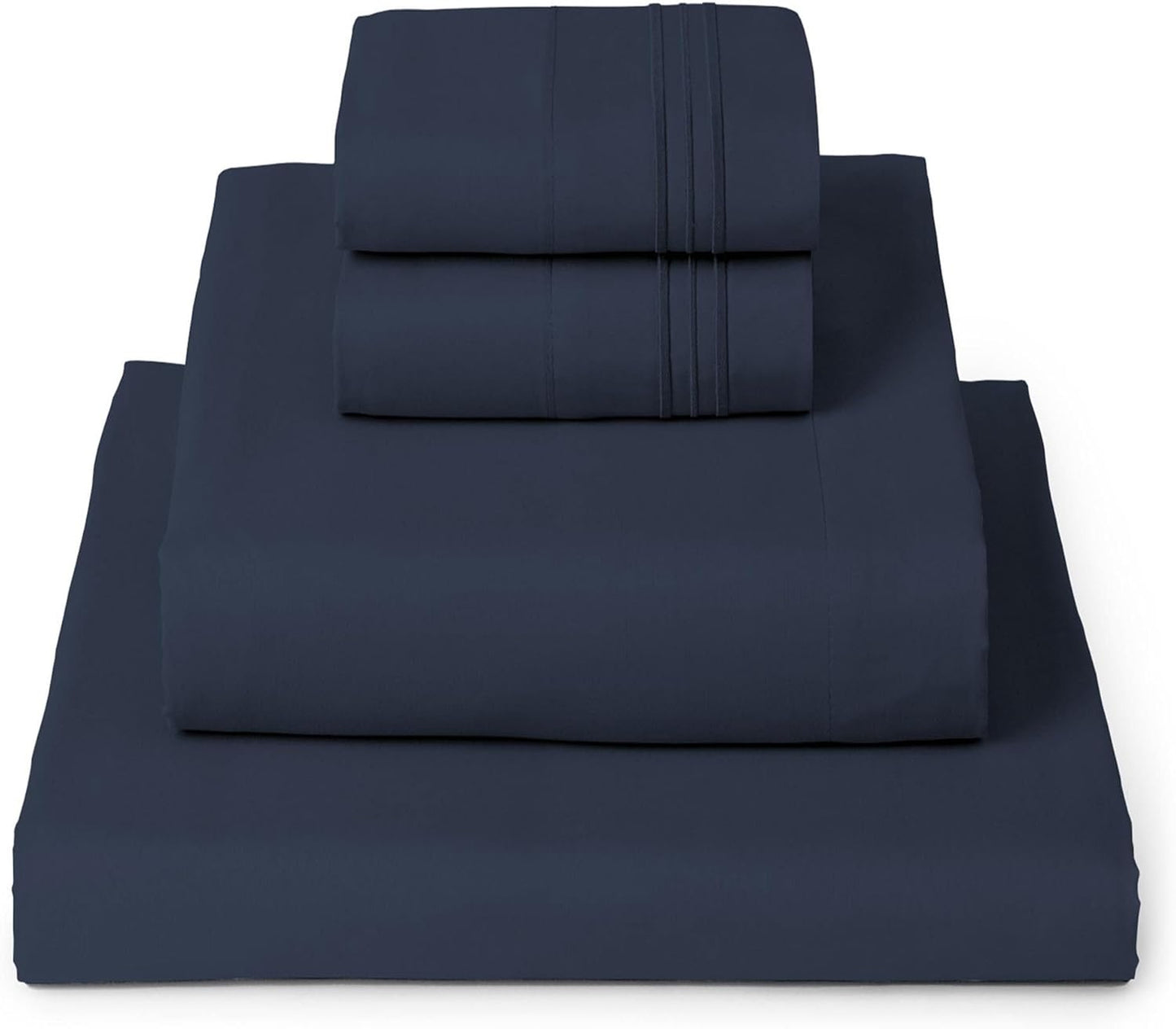 Mellanni Full Sheets Set - 4 PC Hotel Luxury Bedding | Extra Soft, Cooling, Wrinkle & Stain Resistant (Navy Blue)