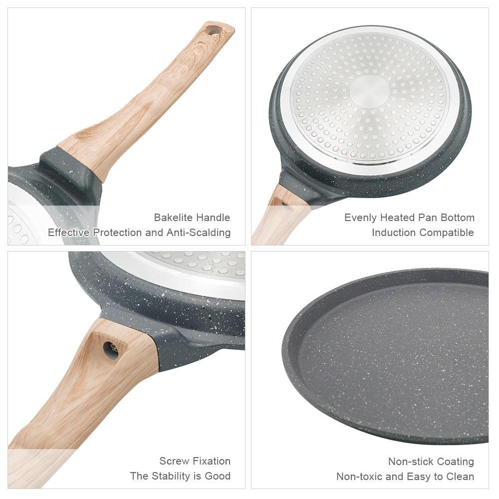 Bobikuke 8 inch Crepe Pan, Nonstick Pan for Crepes Omelette Tortillas Crispy Pancake, Dosa Tawa Tortilla Pan, Griddle Pancake Pan for Roti Indian - Black