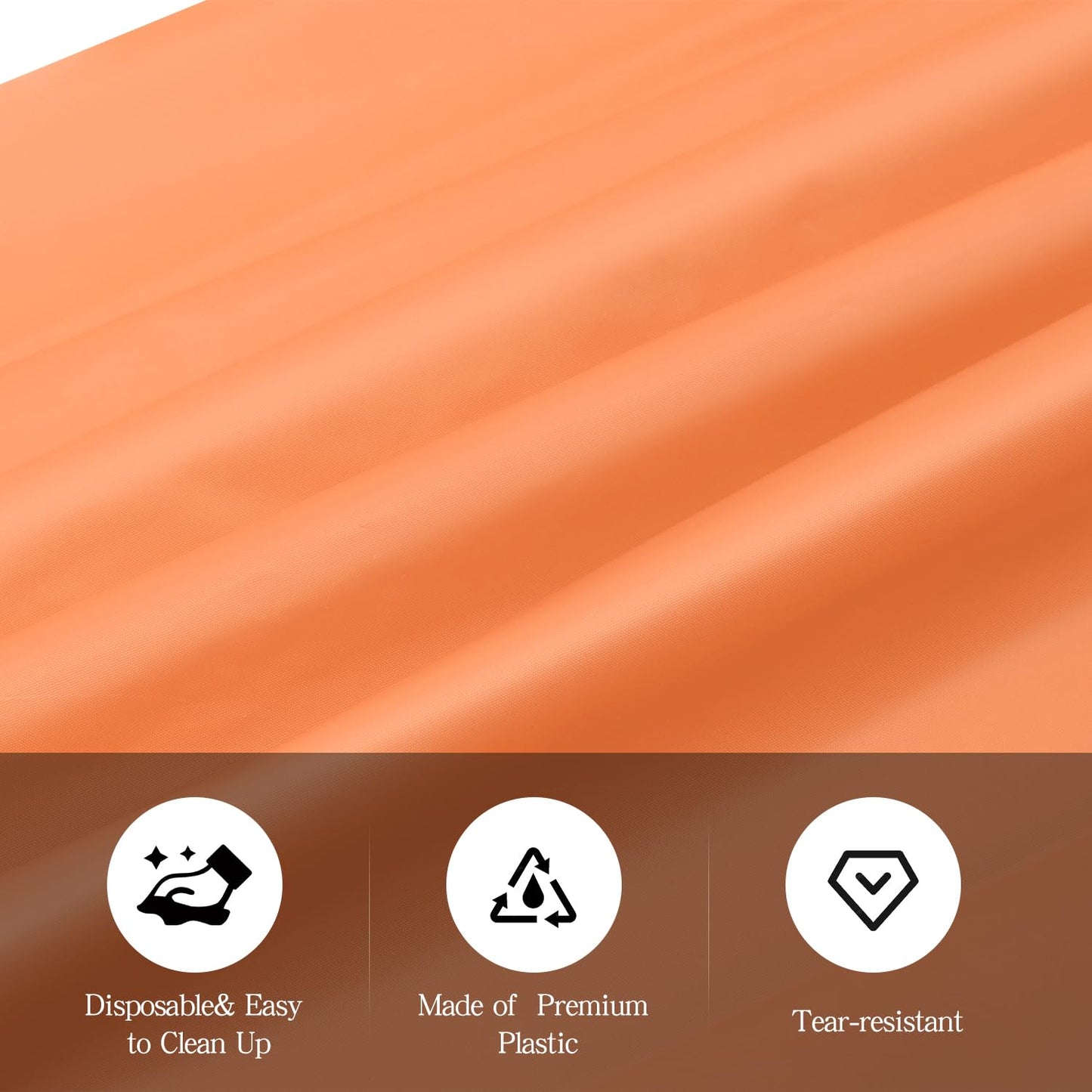 tujol Orange 6 Pack Plastic Table Cloth 54" x 108", Disposable Tablecloths Rectangle Table Cover, Plastic Tablecloths for Parties