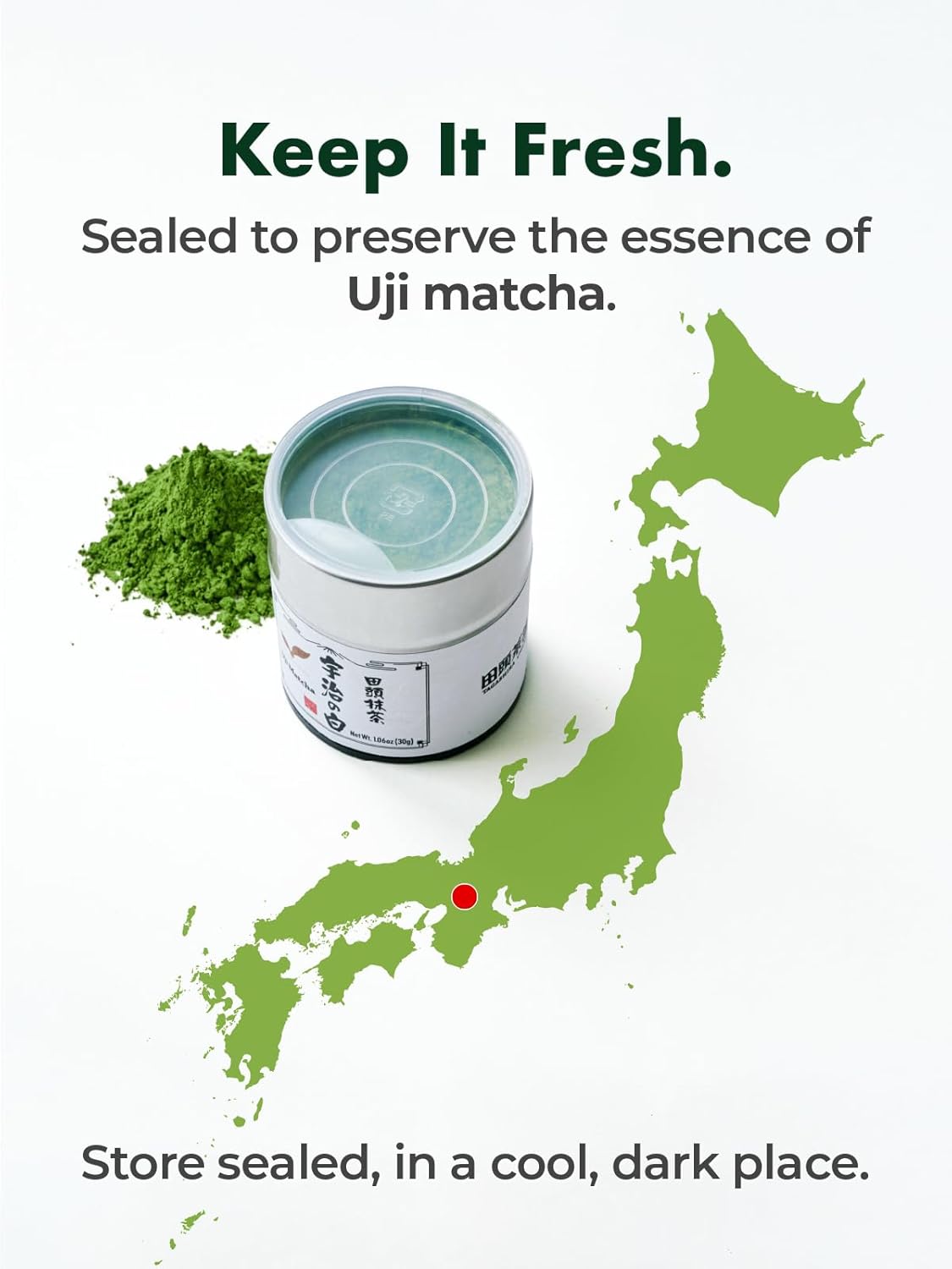 TAGASHIRA CHAHO Uji Matcha Green Tea Powder - Authentic Ceremonial Grade, First Harvest, 30g/1.06oz
