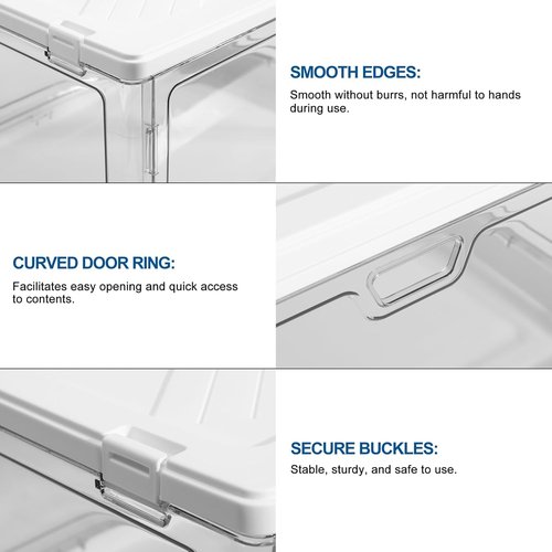 HYBRIDEAS Clear Stackable Storage Bins - 3-Pack with Lids & Magnetic Doors | Large 24 QT Organizers for Bedrooms & Living Rooms