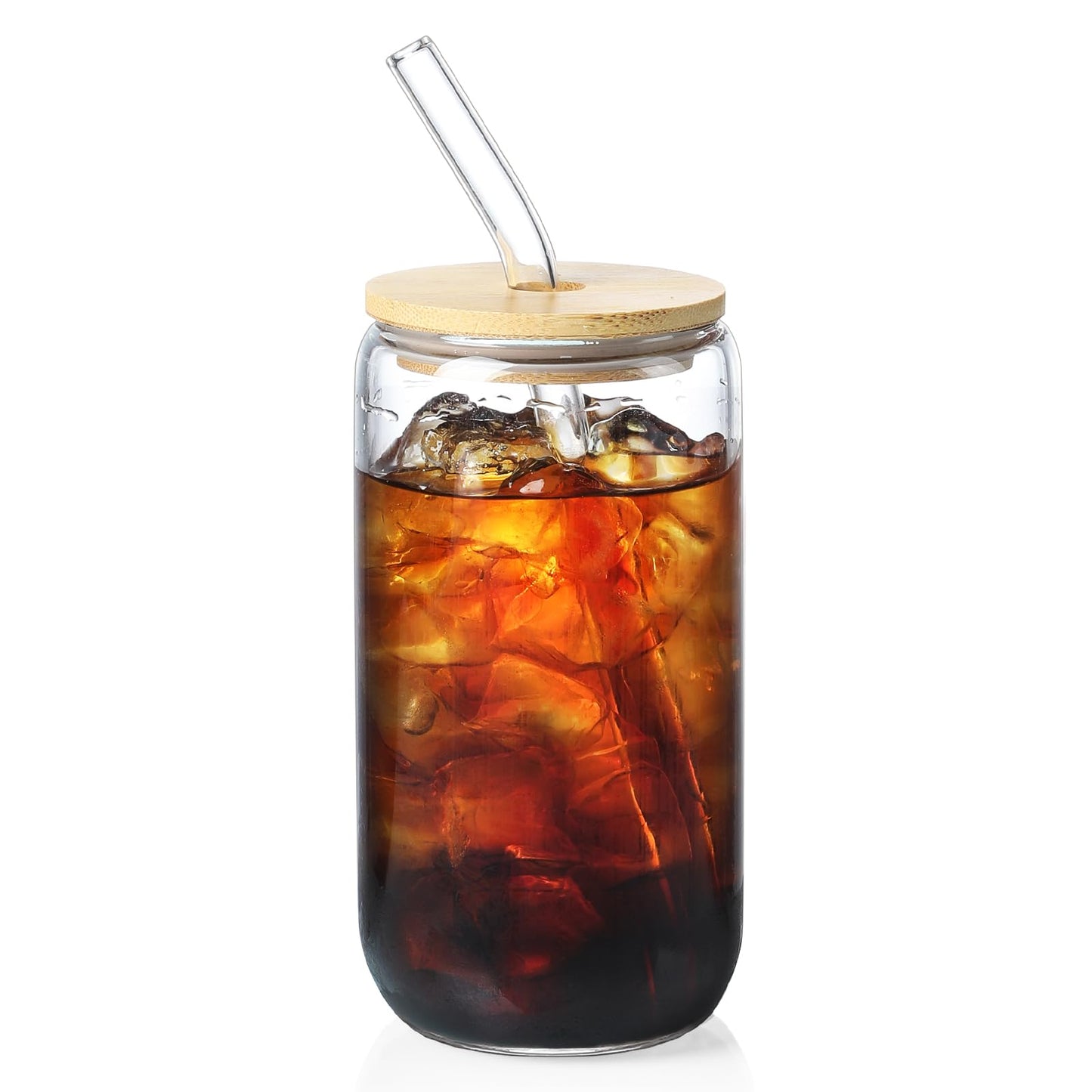 NETANY 1 Pack Glass Cups with Bamboo Lids and Straws 16 oz, Gifts for Women, Drinking glasses set, Iced Coffee, Tea Cup, Cute Aesthetics Tumbler Cup, Mothers Day, Birthday Gifts for Her Mom