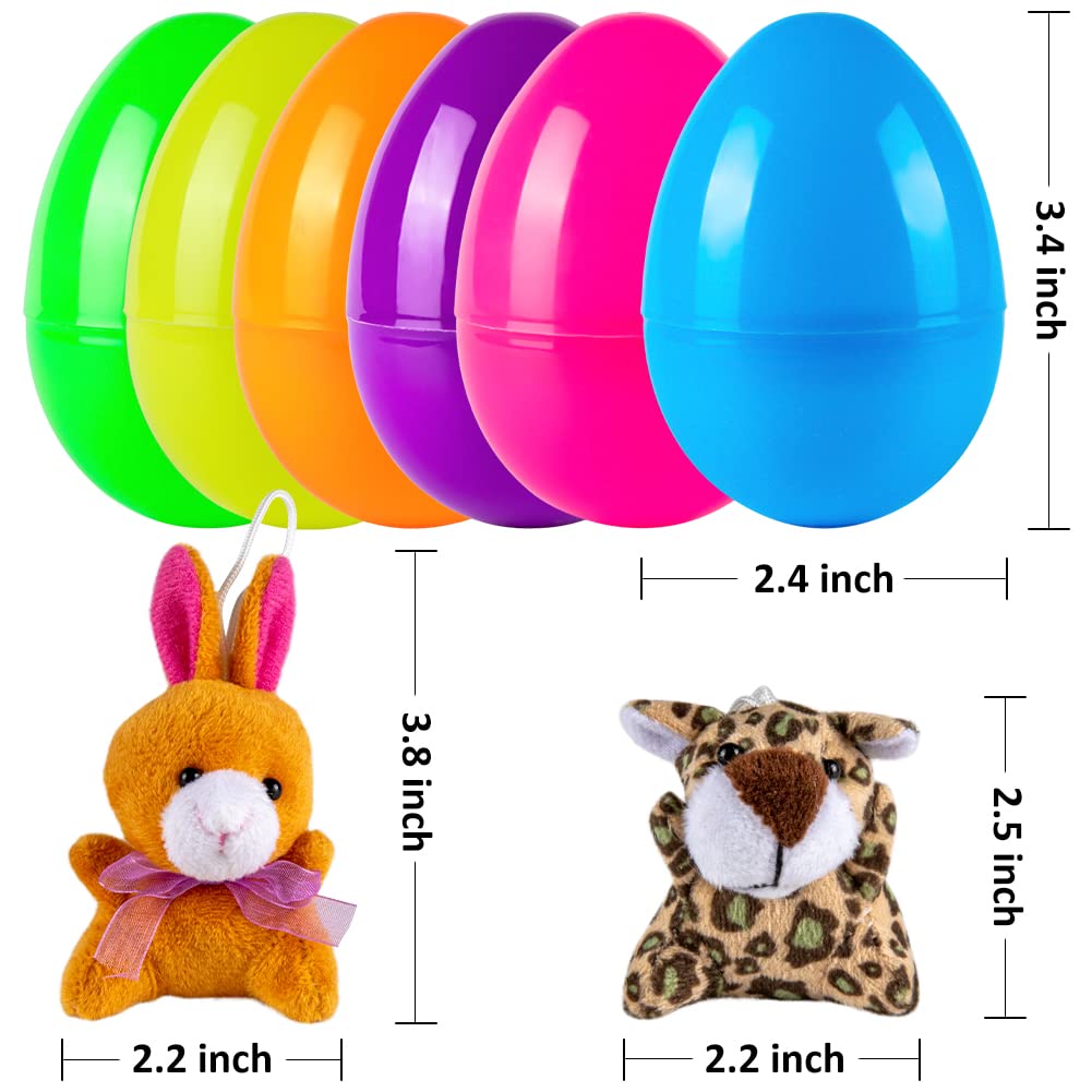 Sofier Plastic Easter Eggs with Animal Toys 12pcs Filled Easter Eggs 3.4" Easter Basket Stuffers Easter Egg Fillers Kids Classroom Gift Exchange Party Favors
