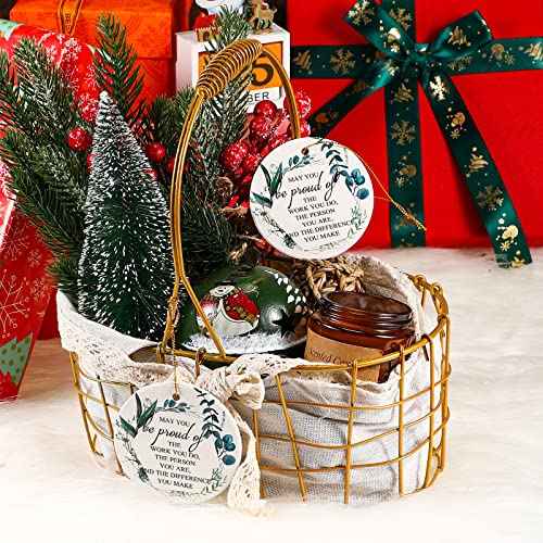 5 Pcs Thank You Ornaments Christmas Appreciation Gifts May You Be Proud of The Work Christmas Tree Ceramic Hanging Decor for Employee Coworker Staff Nurses Teacher