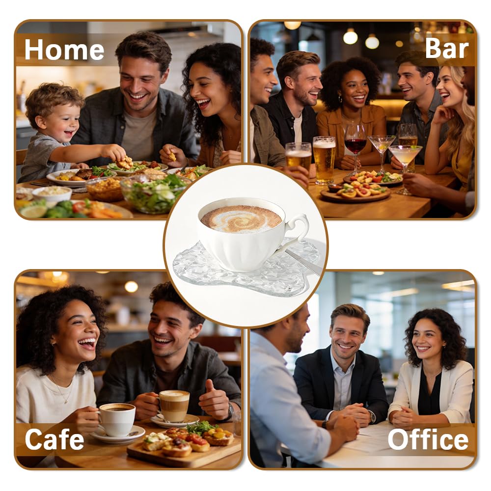Acrylic Coaster Set of 2 with Non-Slip Silicone Dots, Clear Drink Coasters with Waterproof Material, Cloud Shape Desk Accessories, Coasters for Office, Home,Bar, Cafe Decor