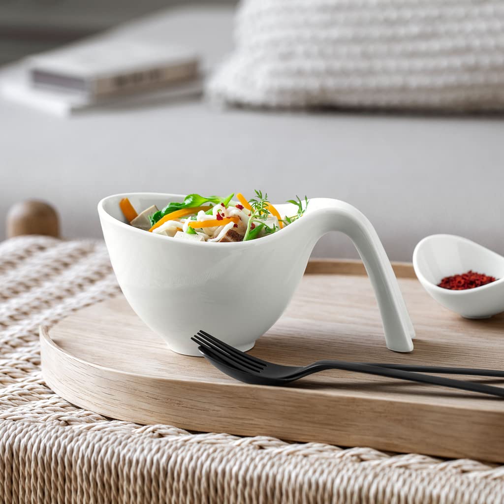 Villeroy & Boch Flow Bowl With Handle, Premium Porcelain, Made in Germany, 15 oz, White