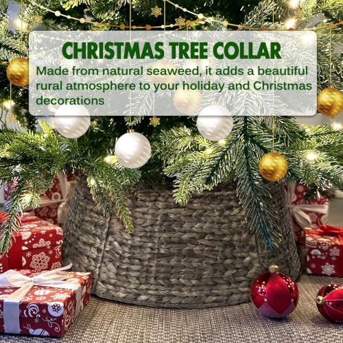 Yonsya 26 in Chestnut Rattan Christmas Tree Collar - 5-Piece Tree Skirt for 4-7.5 ft Trees