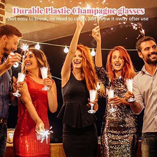 Clear Plastic Champagne Flutes 200 Pack - Disposable 5 Oz Mimosa & Cocktail Glasses for Parties