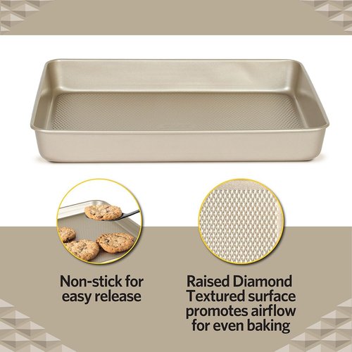 Glad Nonstick Baking Pan - Heavy Duty Oblong Metal Dish for Cakes & Lasagna | Medium Size