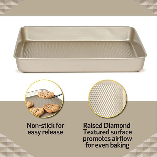 Glad Baking Pan Nonstick - Oblong Metal Dish for Cake and Lasagna - Heavy Duty Carbon Steel Bakeware, Medium
