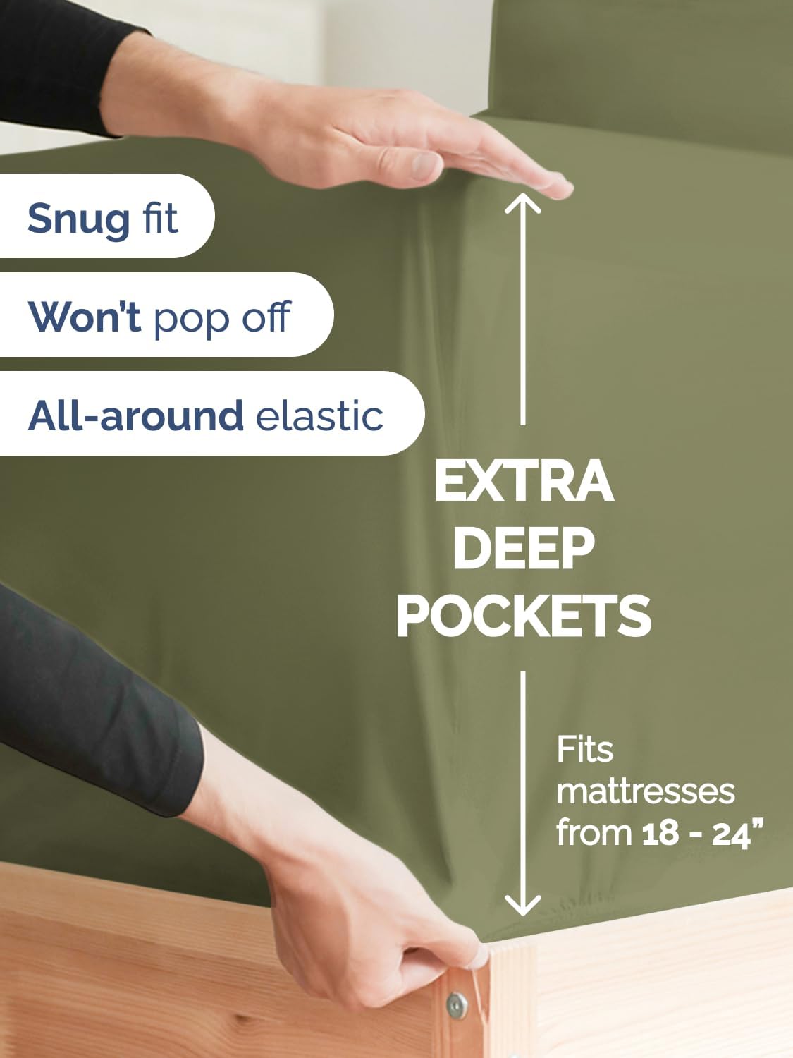 Skiennix Extra Deep Cal King Sheet Set | 6-Piece Breathable Cooling Bedding - Soft, Wrinkle-Free - Sage Green