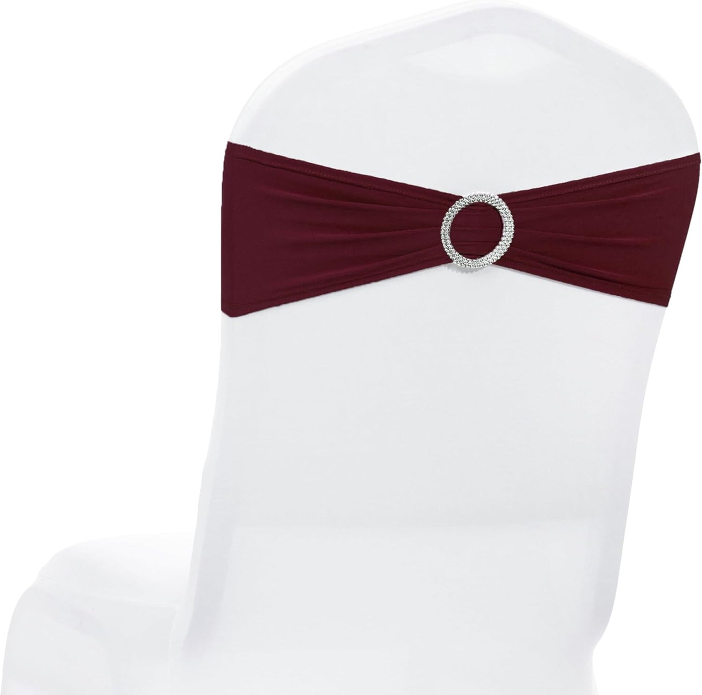 MDS Premium Spandex Chair Sashes - Universal Stretch Covers with Buckle Slider | Pack of 50 - Burgundy