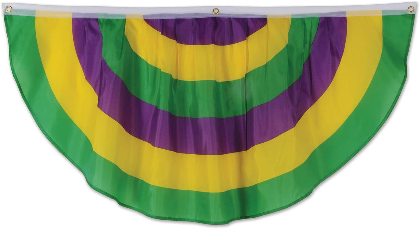 Comedy & Tragedy Faces Fabric Bunting - 5ft 10in Green Gold Purple Decoration