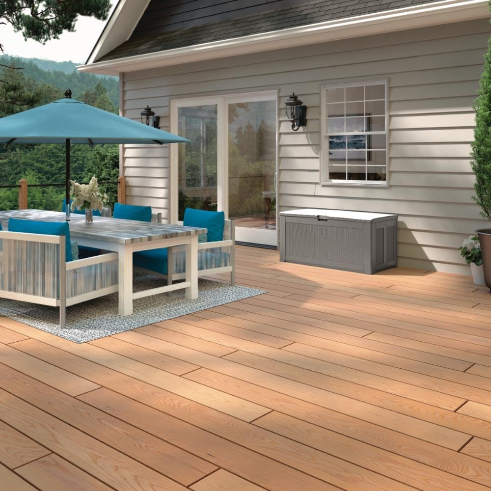 Rubbermaid Extra Large Resin Outdoor Storage Deck Box - 134 Gal, Weather Resistant, Gray | Ideal for Deck Organization and Patio Storage