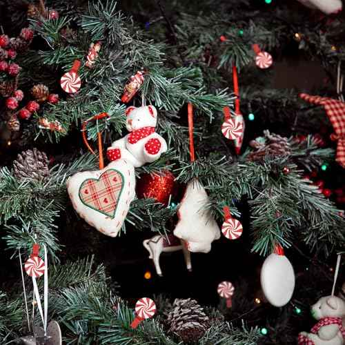 60Pcs Mini Christmas Wooden Clothespins & Clips with Candy Patches, Red Craft Supplies Xmas Buttons for DIY Photo Pegs Decor for Parties Homes & Schools