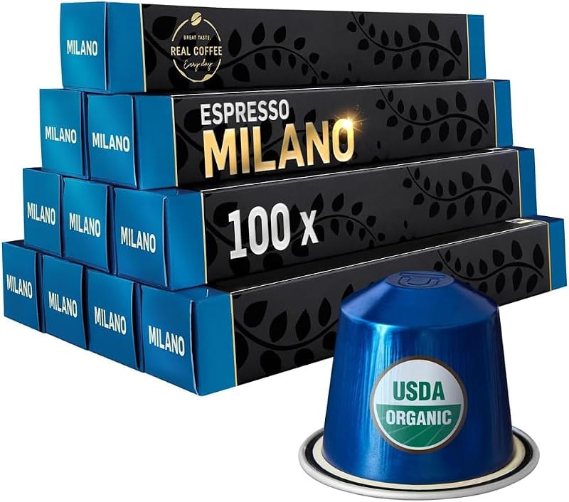 Organic Espresso Capsules for Nespresso - Strongest Arabica Coffee Pods, 100% Recyclable Aluminum, Fairtrade