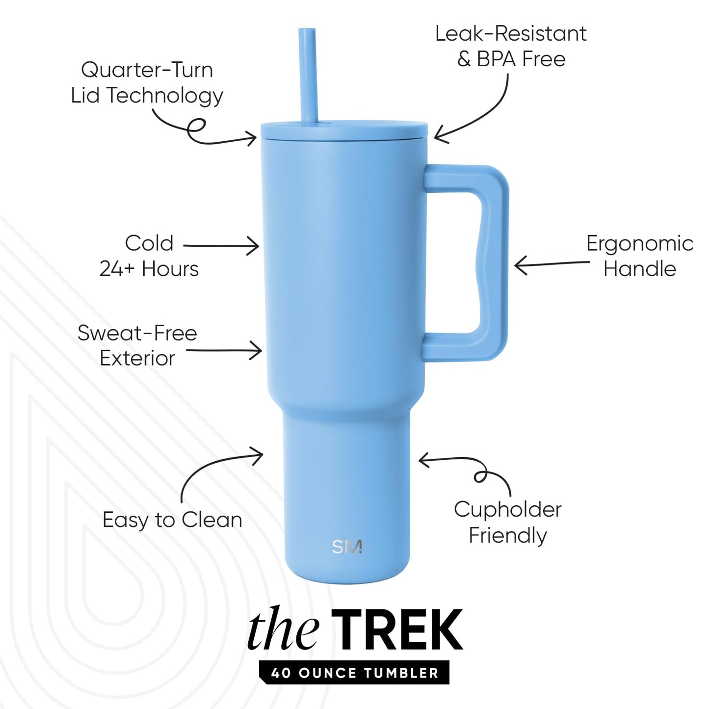 Simple Modern 40 oz Trek Tumbler with Handle and Straw Lid | Cup Holder Friendly Insulated Stainless Steel Travel Mug | Snow Day