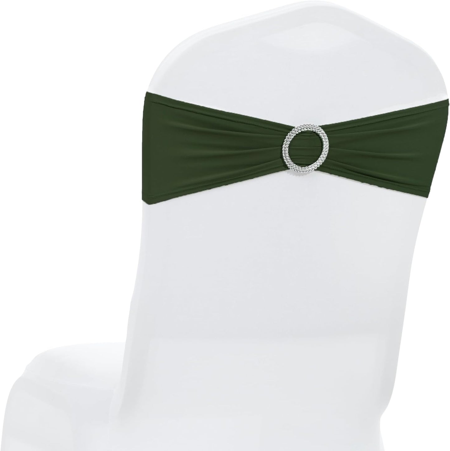MDS Spandex Chair Sashes - Premium Stretch Covers with Buckle Slider | Pack of 10 - Olive Green