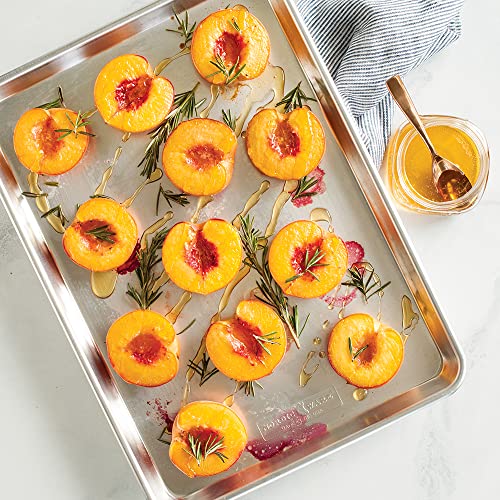 Nordic Ware Naturals Half Sheet Set - USA Made Aluminum Commercial Quality Sheet Pan for Baking or Roasting, Encapsulated Galvanized Steel Rim Prevents Warping, 2pk Half + 1/8 Sheet