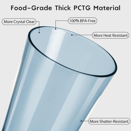 Freshmage 20oz Colorful Plastic Drinking Glasses - 8 Pack, BPA-Free, Shatter-Proof & Stackable Tumblers