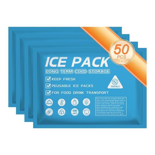 Lagincig 50PCS Ice Packs for Coolers Shipping Lunch Box - Cold Cooler Bag Long Lasting Reusable Ice Pack Gel Freezer Packs for Camping Beach Fishing Shipping Food