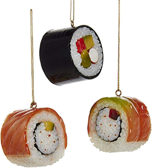 Set of 3 Kurt Adler Plastic Sushi Ornaments for Holiday Decor