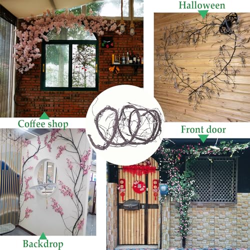 118"Brown M Creepy Flexible Tree Branches Faux Grapevines Garland Halloween
