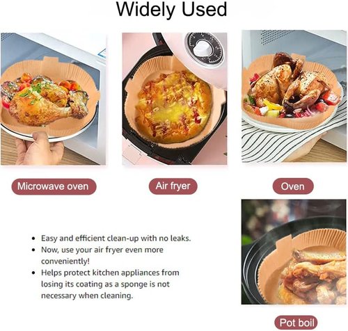 Air Fryer Disposable Paper Liners - Non-Stick Baking Sheets | 50PCS 7.9 Inch Oil-Proof & Water-Proof