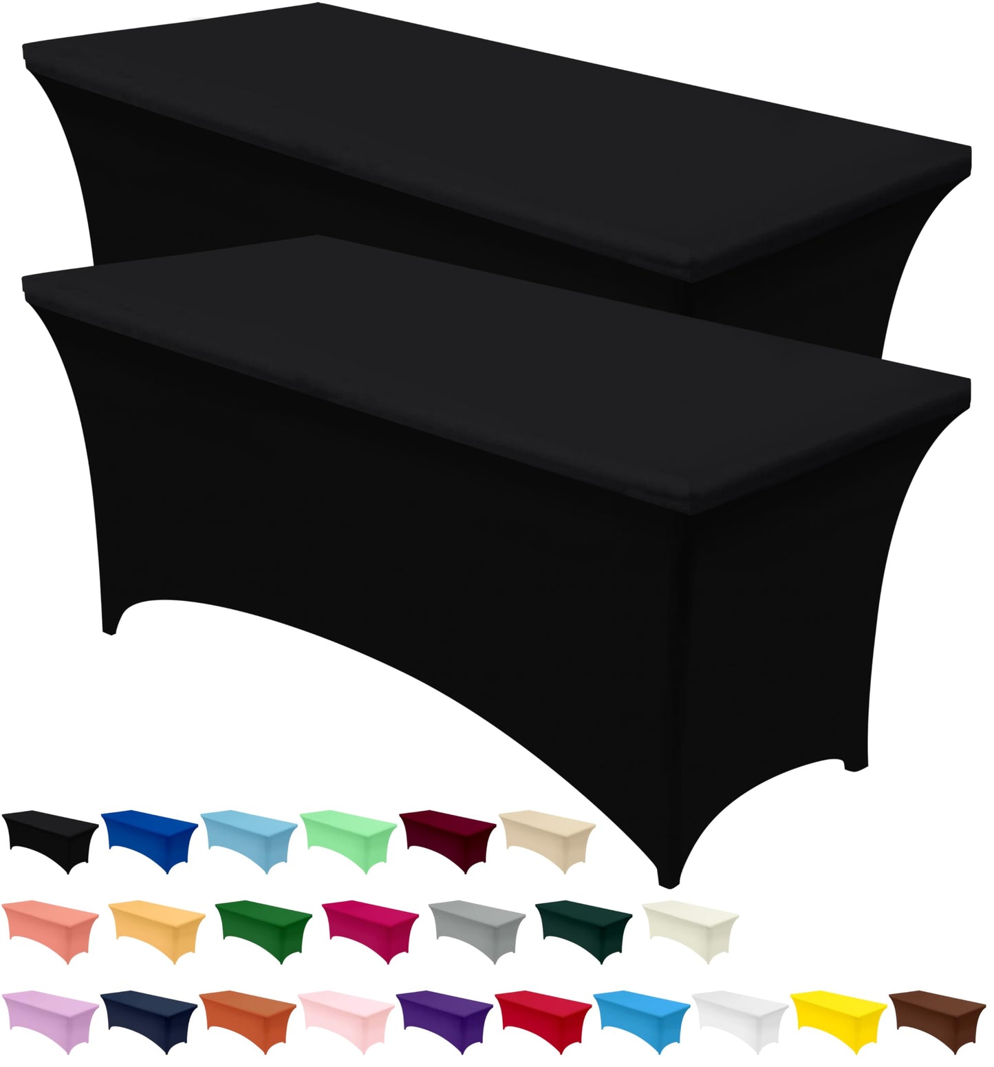 Utopia Kitchen Spandex Tablecloth 2 Pack [5FT, Black] Tight, Fitted, Washable and Wrinkle Resistant Stretch Table Cloth Rectangle Cover for Trade Show, Weddings & Parties [60Lx30Wx30H Inch]