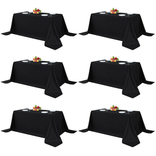 Fitable Black Tableclothes for Rectangle Tables, 6 Pack - 90 x 156 Inch - Reusable and Elegant Tablecloths, Polyester Fabric Table Covers for Wedding, Party, Banquet, Formal Events