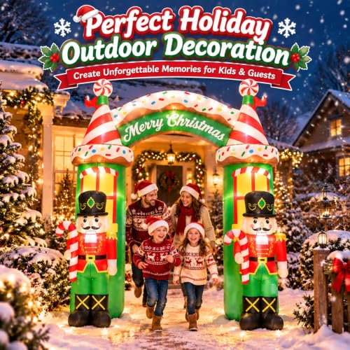 10 ft Christmas Inflatable Archway Nutcracker with LED Lights – Outdoor Holiday Decor