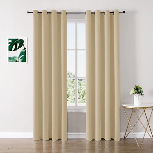 ChrisDowa Blackout Curtains - Thermal Insulated Grommet Room Darkening Panels, 95 Inch Long | Biscotti Beige, 2 Panels Set