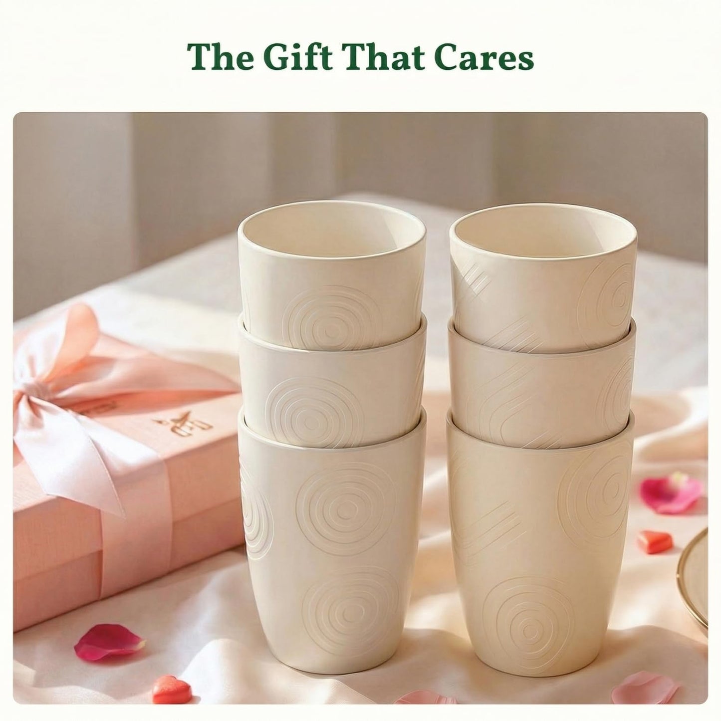 Homienly Unbreakable Drinking Glasses 16oz Wheat Straw Cups–6-Pack Reusable Stackable & Dishwasher Safe Cups for Kitchen-Beige