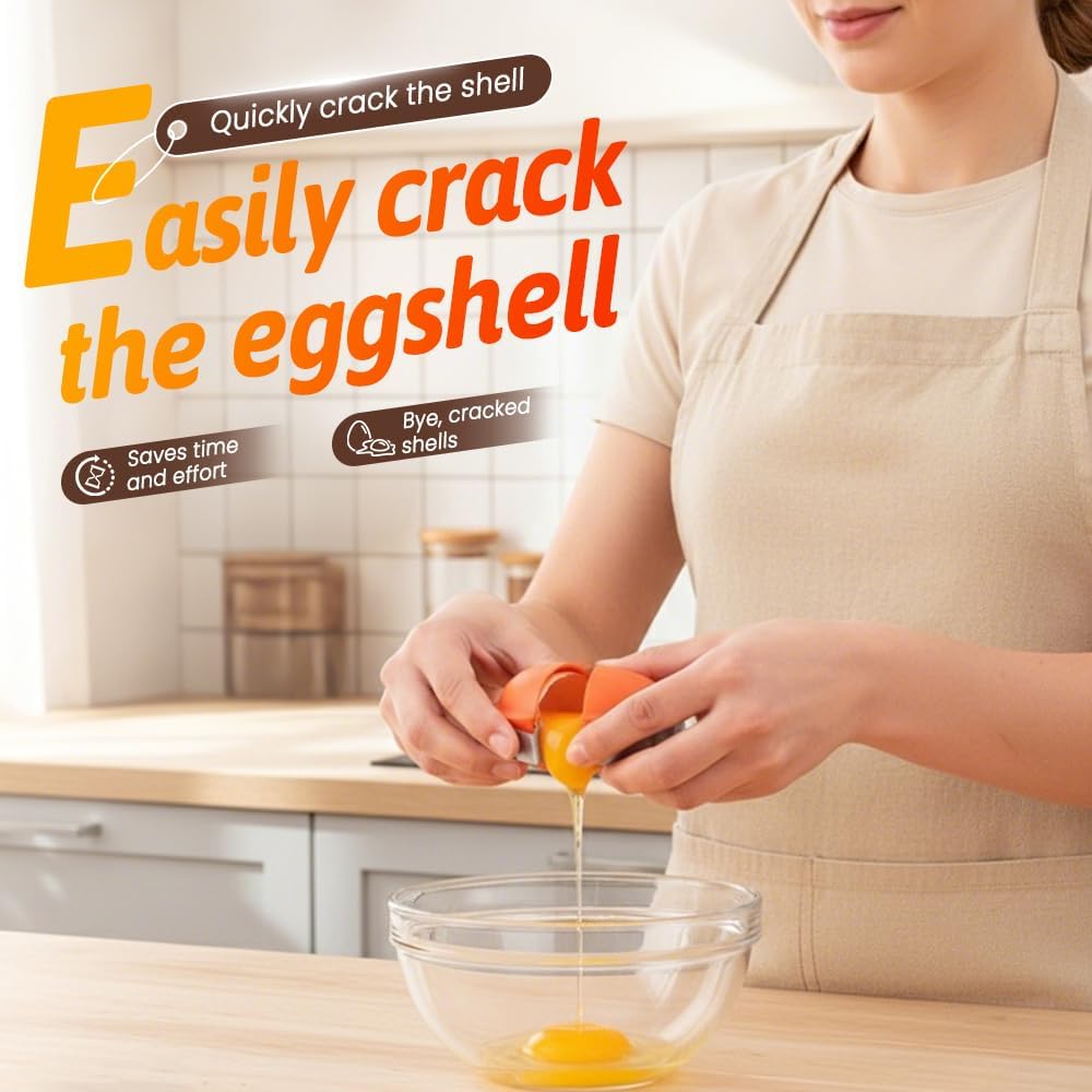 Skiennix Stainless Steel Egg Shell Opener - Multifunctional Cracker & Separator Tool | Orange