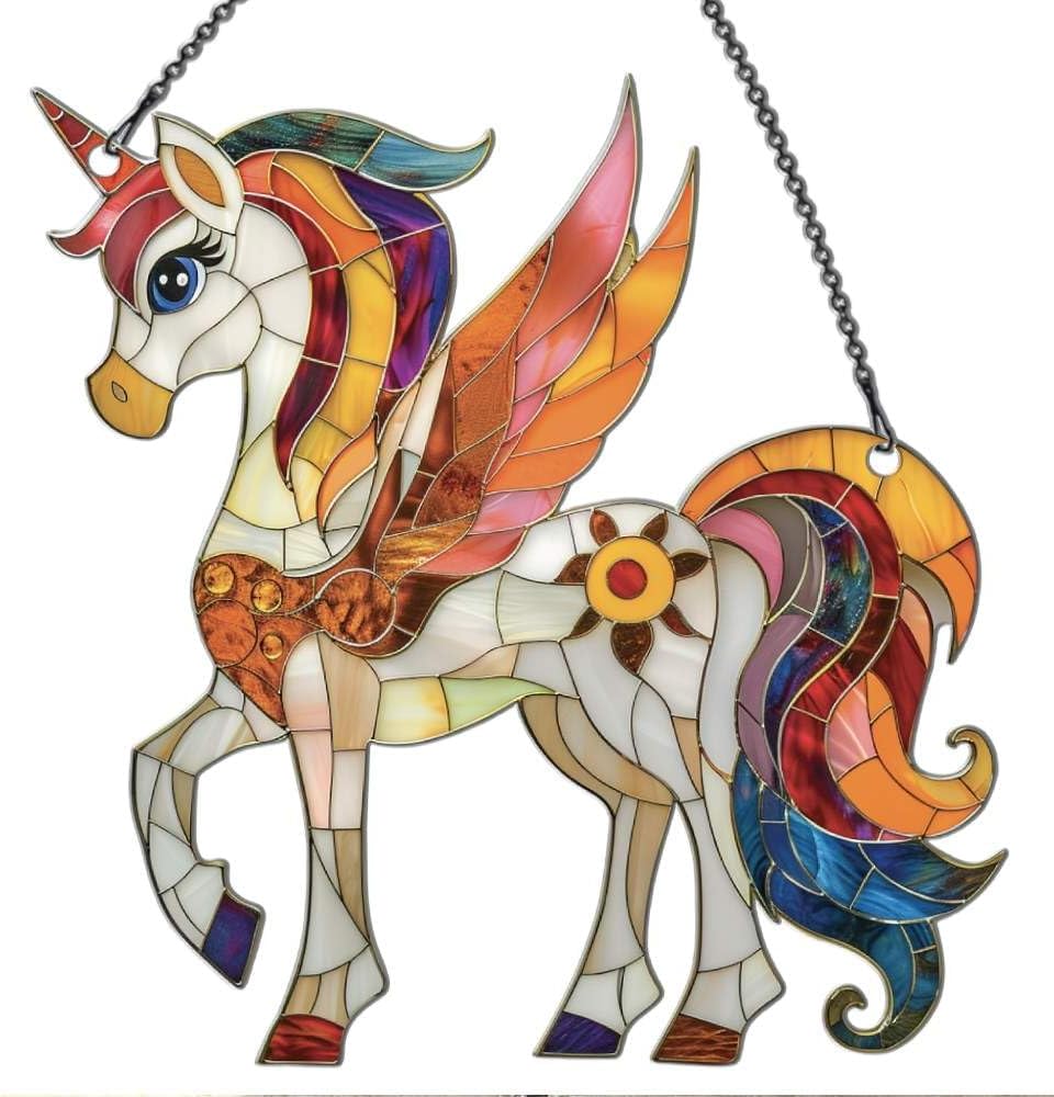 Skiennix Unicorn Ornaments - Mythical Creature Window Decor | Acrylic Hanging Christmas Gift
