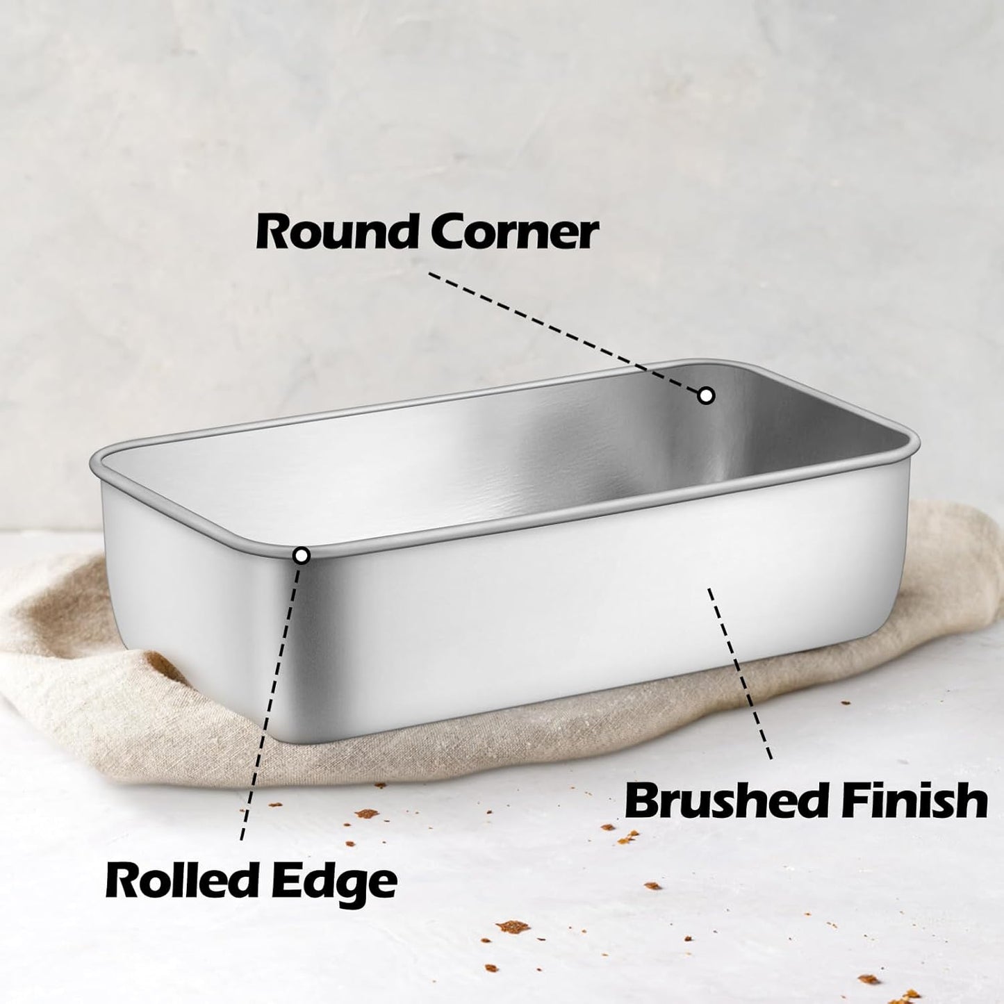 Leonyo 4 Pack Stainless Steel Loaf Pans - 9" x 5" for Baking Bread, Meatloaf & More | Dishwasher Safe