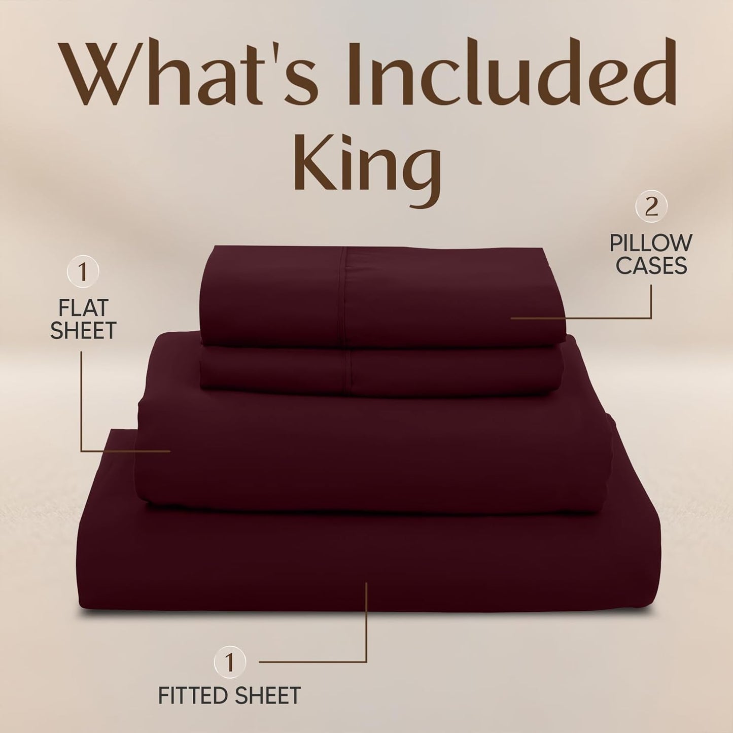 Utopia Bedding King Size Sheet Set - Soft & Breathable 4-Piece Microfiber Bed Sheets | Oeko-Tex Certified (Burgundy)