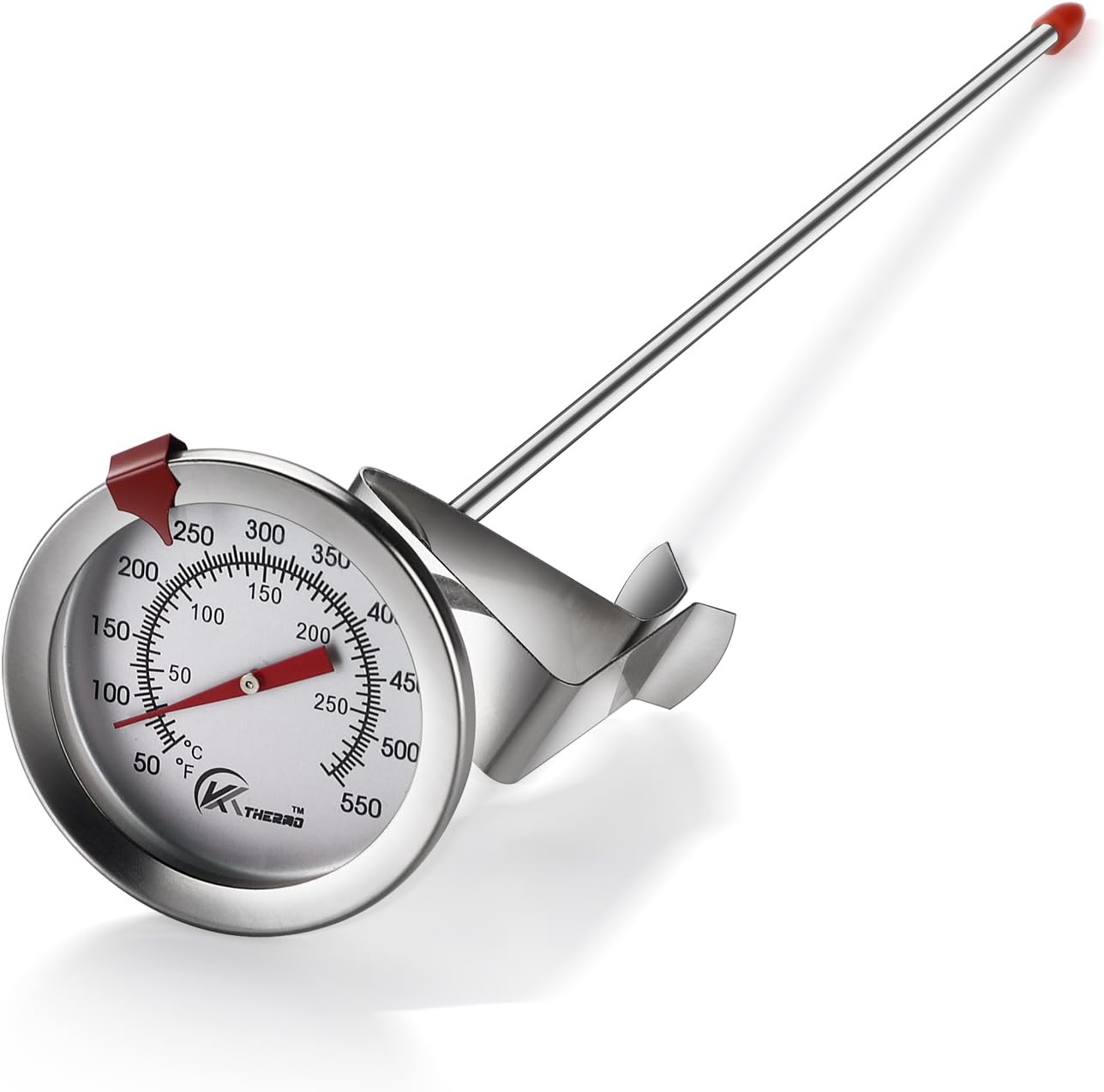 KT THERMO Candy & Deep Fry Thermometer - Instant Read Dial with 12" Stainless Steel Stem | Ideal for Turkey & BBQ Cooking