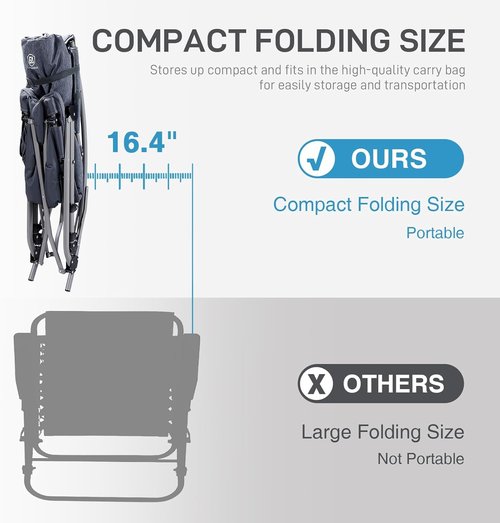 Ever Advanced Oversized Folding Rocking Camping Chair - Padded Portable Rocker for Outdoors | Supports 400lbs, Grey