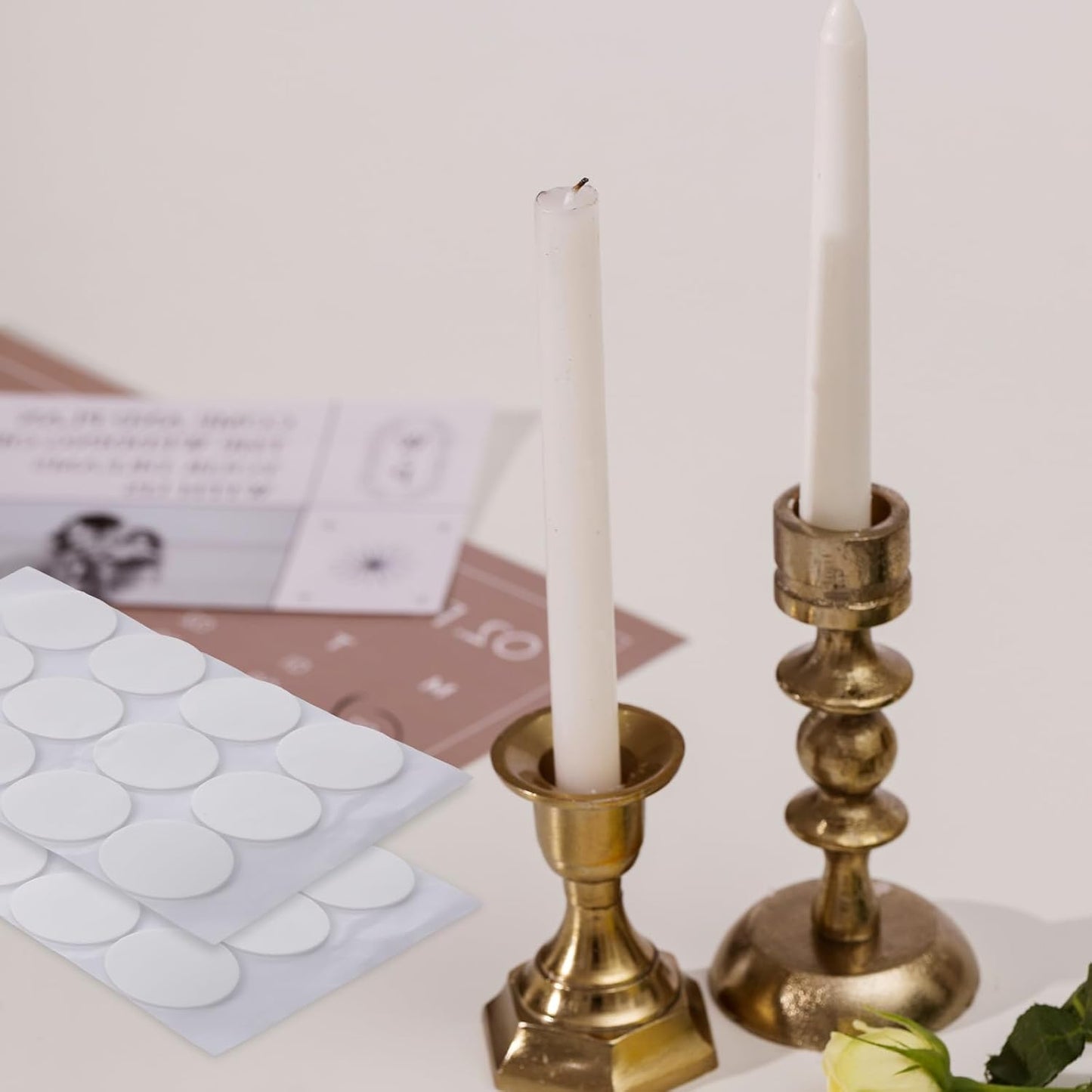 Skiennix Candle Adhesive | 72Pcs Stay Put Sticky Dots for Taper Candles Holders - White