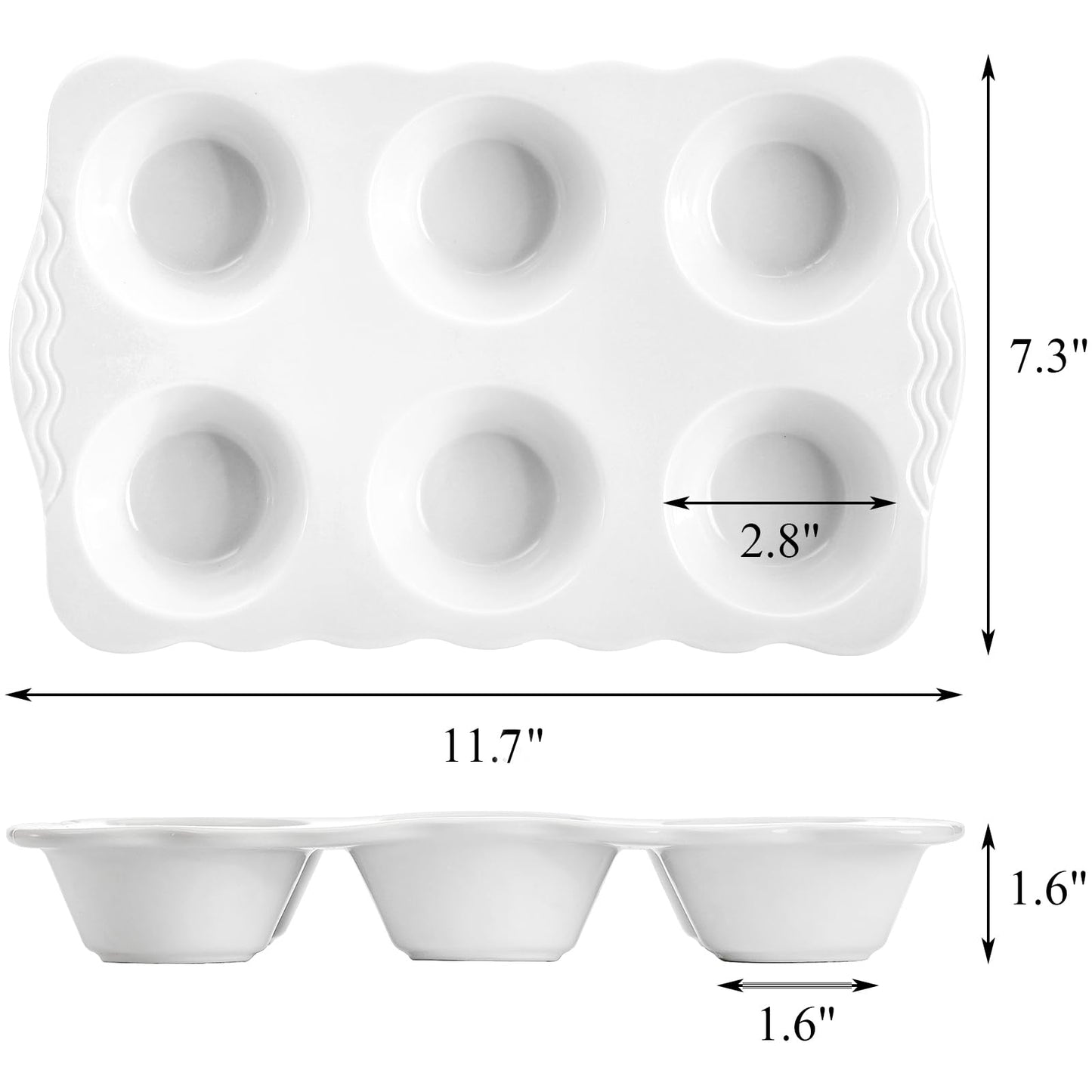 Hiceeden 2 Pack Ceramic Muffin Pans, 6 Cups Non-stick Muffin Tin Cupcake Baking Pans with Handles for Muffin Cakes, Egg Tarts, Mousse, Pot Pie, Jelly